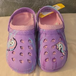Capelli of New York Lavender Unicorn Kids Slip On Clogs Size 2 New